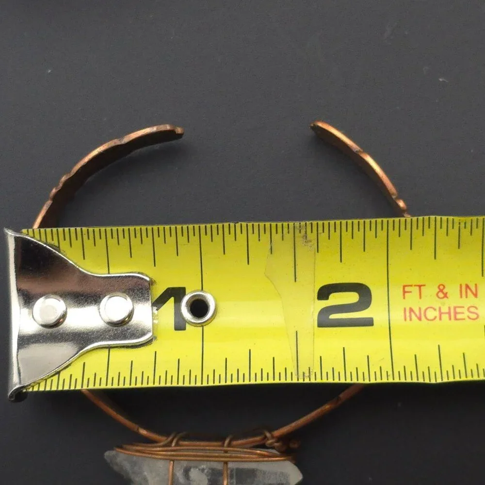 Wheeler Co Copper Cuff Bracelet Added Quartz Crystal Centerpiece Adjustable Fit - Picture 9 of 9